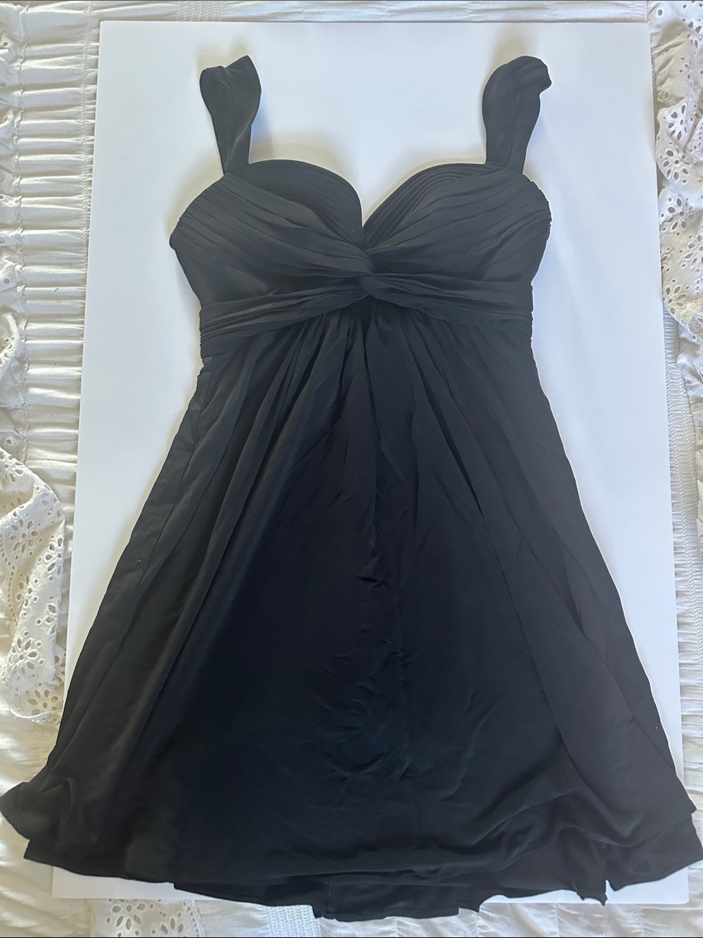 BCBGMaxAzria Black Chiffon Twist-Bust A-Line Dress